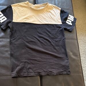 Puma Black and Cream Colorblock Short Sleeve Tee